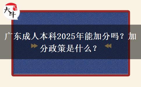 廣東成人本科2025年能加分嗎？加分政策是什么？