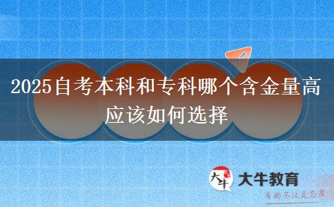 2025自考本科和專科哪個含金量高 應(yīng)該如何選擇