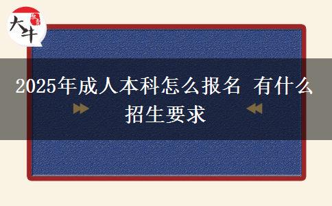 2025年成人本科怎么報(bào)名 有什么招生要求