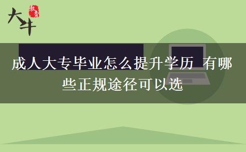 成人大專畢業(yè)怎么提升學歷 有哪些正規(guī)途徑可以選