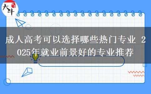 成人高考可以選擇哪些熱門(mén)專(zhuān)業(yè) 2025年就業(yè)前景好的專(zhuān)業(yè)推薦