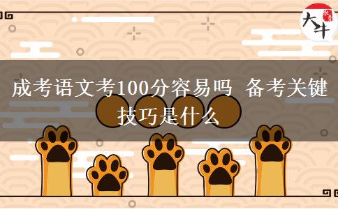 成考語文考100分容易嗎 備考關鍵技巧是什么