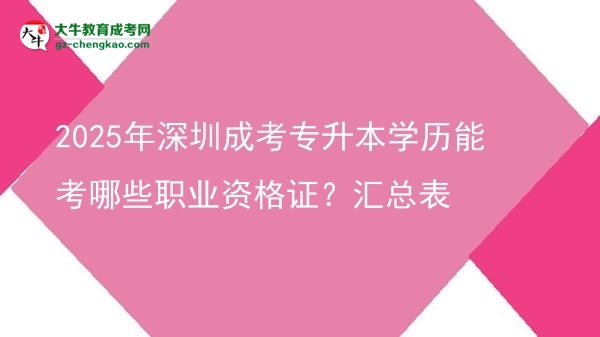 2025年深圳成考專升本學(xué)歷能考哪些職業(yè)資格證？匯總表圖片